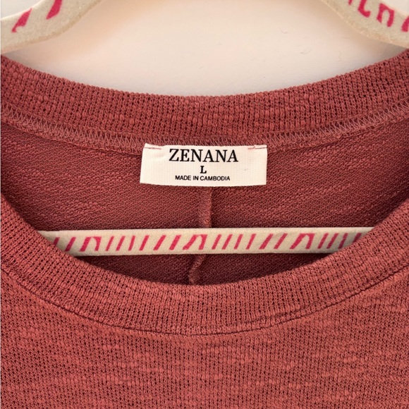 Zenana Round Neck Cropped Shirt Mauve Size Large - Picture 2 of 5
